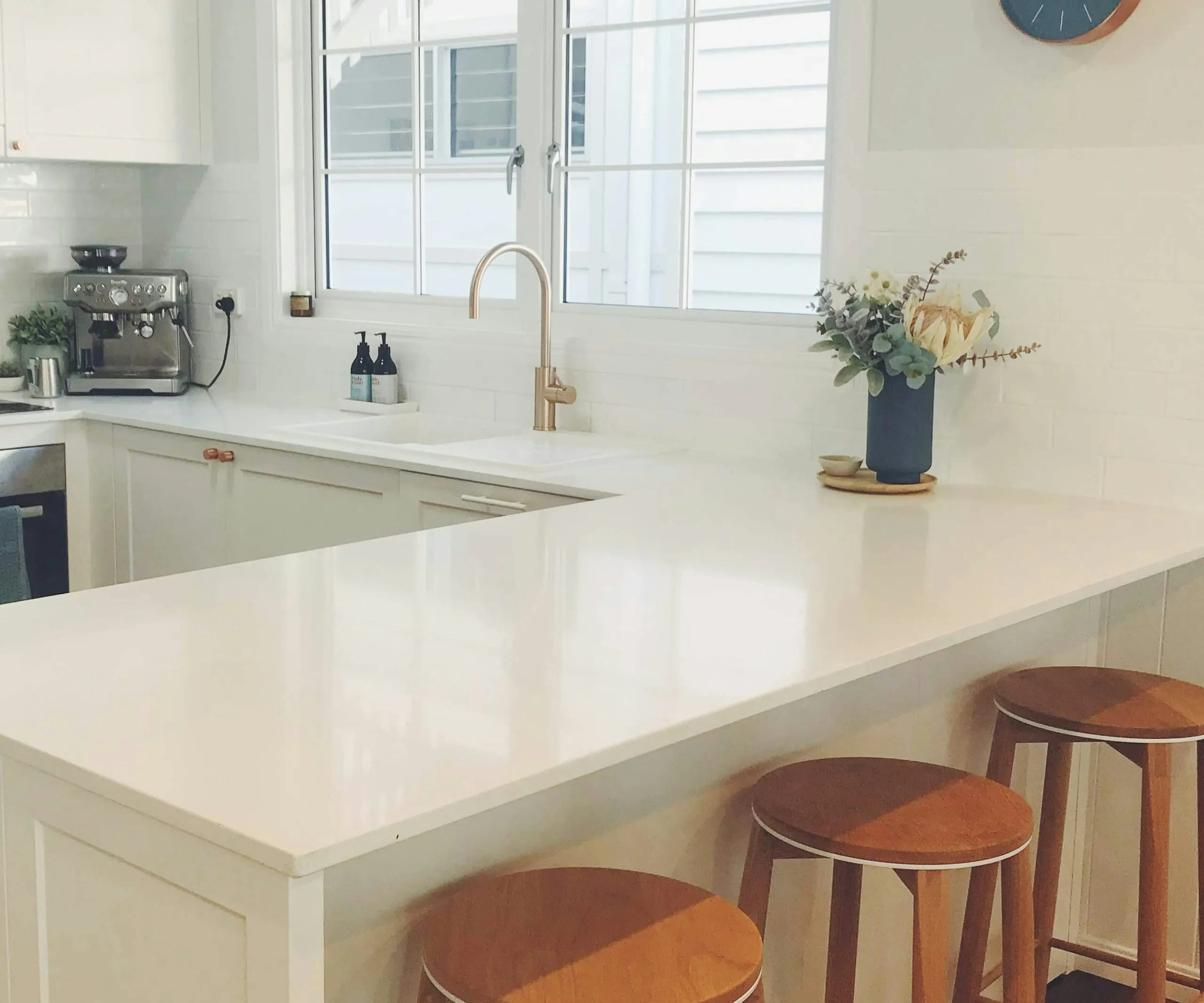 Bright kitchen bench and window in an ordinary home